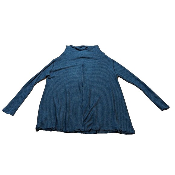 We The Free People Split Back Mock Neck Sweater Teal Blue Top Medium - Picture 2 of 10